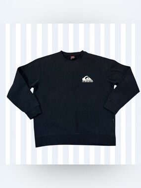Quiksilver Black Crewneck Sweatshirt with Small White Logo
